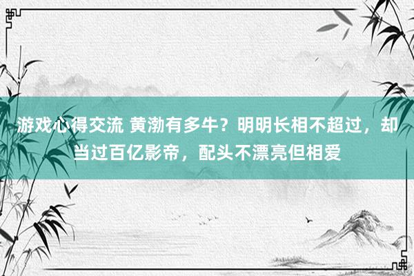 游戏心得交流 黄渤有多牛？明明长相不超过，却当过百亿影帝，配头不漂亮但相爱