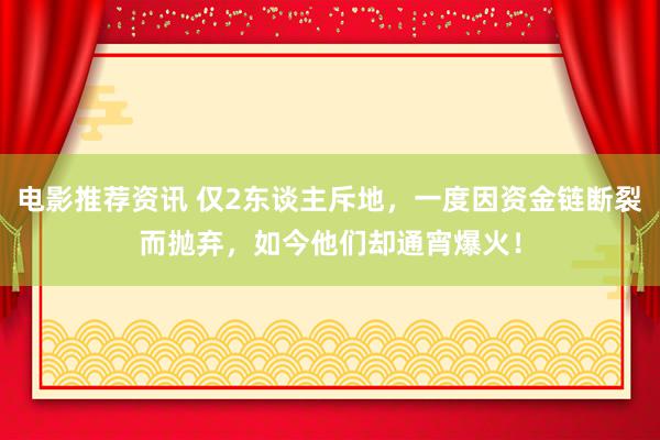 电影推荐资讯 仅2东谈主斥地，一度因资金链断裂而抛弃，如今他们却通宵爆火！