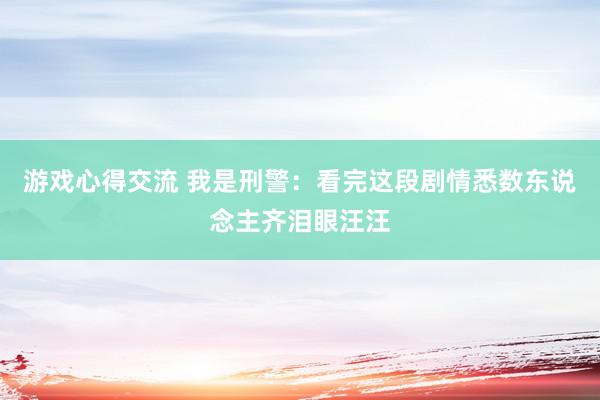 游戏心得交流 我是刑警：看完这段剧情悉数东说念主齐泪眼汪汪