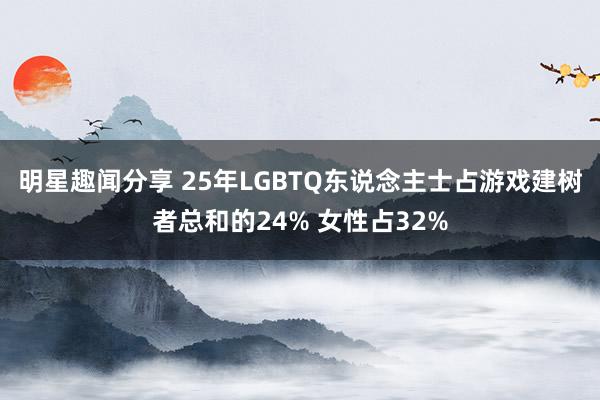 明星趣闻分享 25年LGBTQ东说念主士占游戏建树者总和的24% 女性占32%