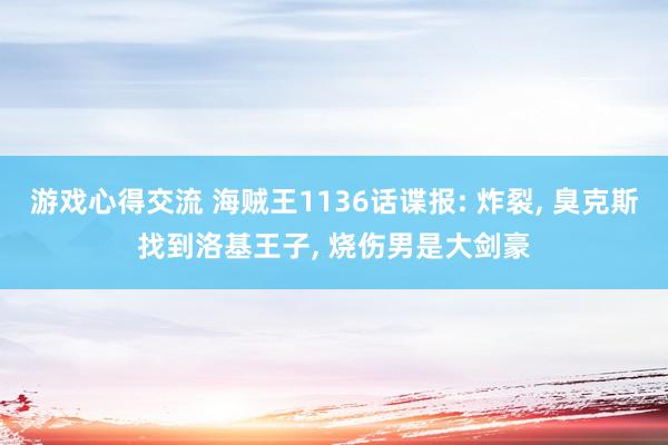 游戏心得交流 海贼王1136话谍报: 炸裂, 臭克斯找到洛基王子, 烧伤男是大剑豪