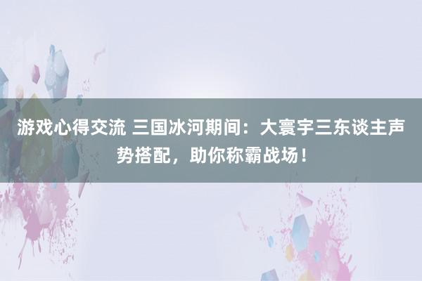 游戏心得交流 三国冰河期间：大寰宇三东谈主声势搭配，助你称霸战场！