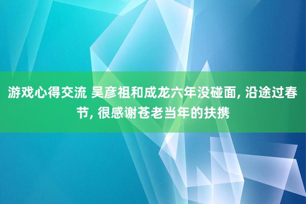 游戏心得交流 吴彦祖和成龙六年没碰面, 沿途过春节, 很感谢苍老当年的扶携