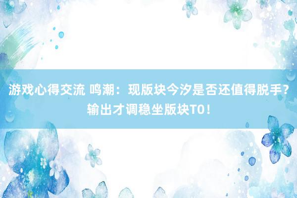 游戏心得交流 鸣潮：现版块今汐是否还值得脱手？输出才调稳坐版块T0！