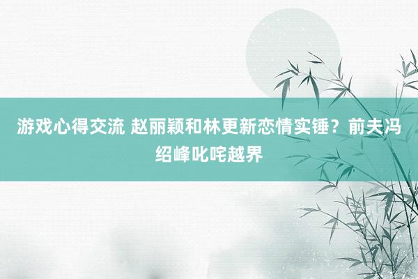 游戏心得交流 赵丽颖和林更新恋情实锤？前夫冯绍峰叱咤越界